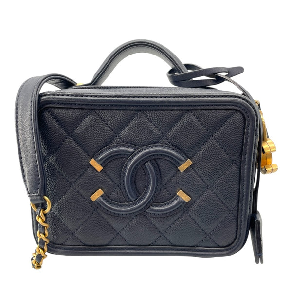 シャネル CHANEL CCフィリグリースモールバニティ A93342 26番台 ネイビー GD金具 キャビアスキン レディース ショルダーバッグ