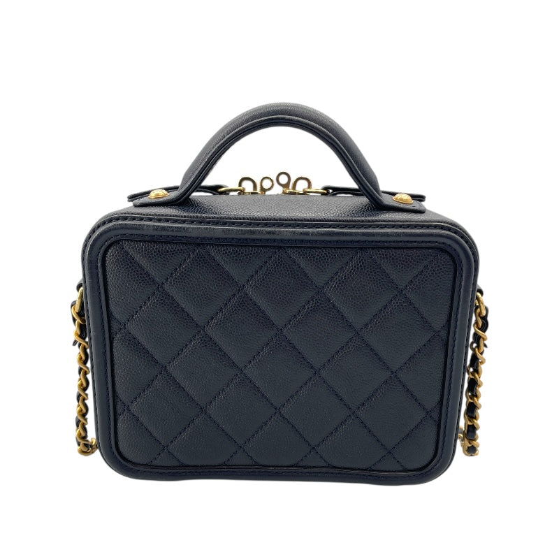シャネル CHANEL CCフィリグリースモールバニティ A93342 26番台 ネイビー GD金具 キャビアスキン レディース ショルダーバッグ