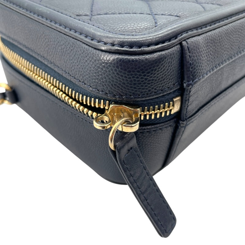 シャネル CHANEL CCフィリグリースモールバニティ A93342 26番台 ネイビー GD金具 キャビアスキン レディース ショルダーバッグ