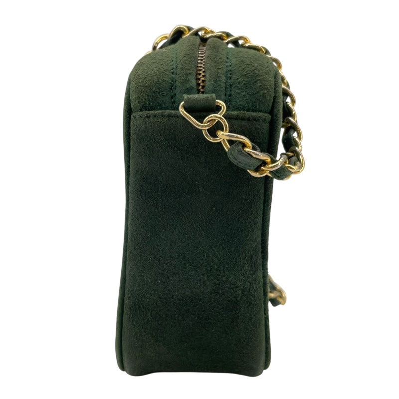 シャネル CHANEL ココマークフリンジショルダー 9番台 グリーン GD金具 スエード レディース ショルダーバッグ