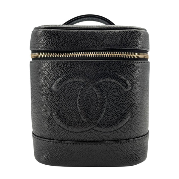 シャネル CHANEL バニティ A01998 7番台 ブラック ゴールド金具 キャビアスキン レディース ハンドバッグ