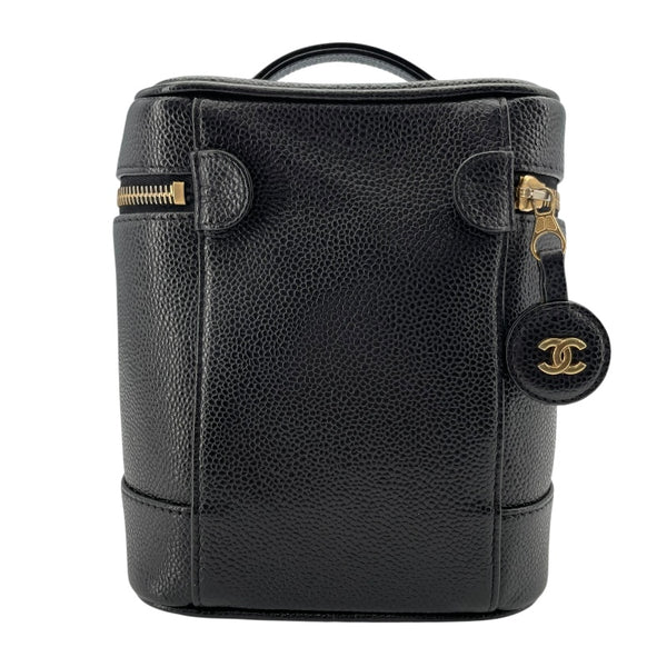 シャネル CHANEL バニティ A01998 7番台 ブラック ゴールド金具 キャビアスキン レディース ハンドバッグ