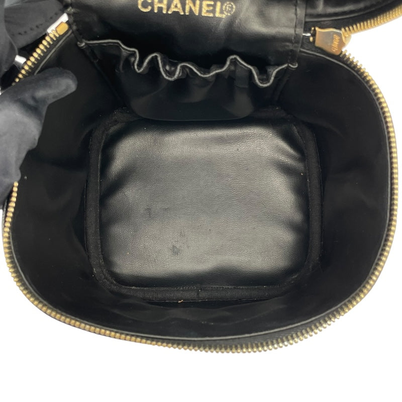 シャネル CHANEL バニティ A01998 7番台 ブラック ゴールド金具 キャビアスキン レディース ハンドバッグ