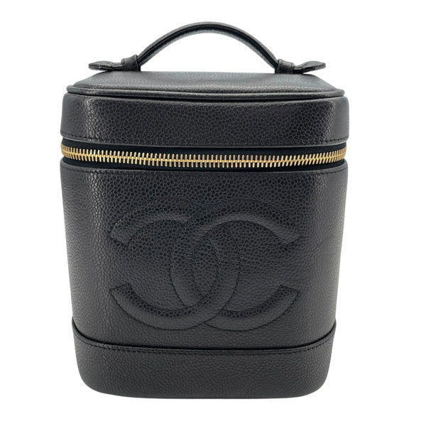 シャネル CHANEL バニティ A01998 3番台 ブラック ゴールド金具 キャビアスキン レディース ハンドバッグ