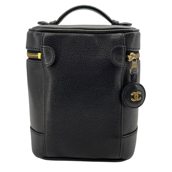 シャネル CHANEL バニティ A01998 3番台 ブラック ゴールド金具 キャビアスキン レディース ハンドバッグ