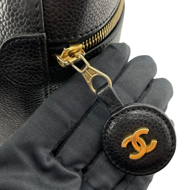 シャネル CHANEL バニティ A01998 3番台 ブラック ゴールド金具 キャビアスキン レディース ハンドバッグ