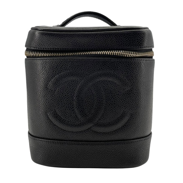 シャネル CHANEL ココマークパニティ A01998 シリアル不鮮明 ブラック GD金具 キャビアスキン レディース ハンドバッグ