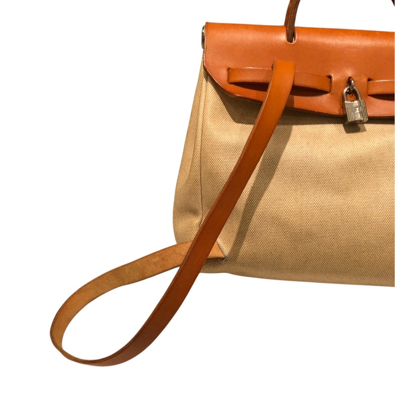 エルメス HERMES エールバッグアドPM □B刻 ナチュラル トワル・レザー レディース リュック・デイパック