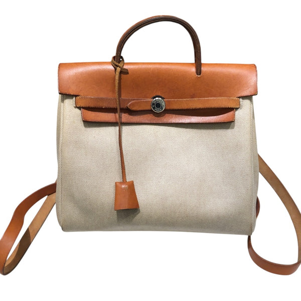 エルメス HERMES エールバッグアドPM □B刻 ナチュラル トワル・レザー レディース リュック・デイパック