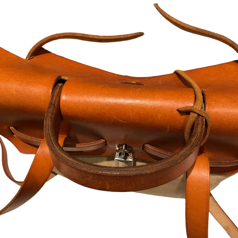 エルメス HERMES エールバッグアドPM □B刻 ナチュラル トワル・レザー レディース リュック・デイパック