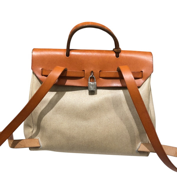 エルメス HERMES エールバッグアドPM □B刻 ナチュラル トワル・レザー レディース リュック・デイパック