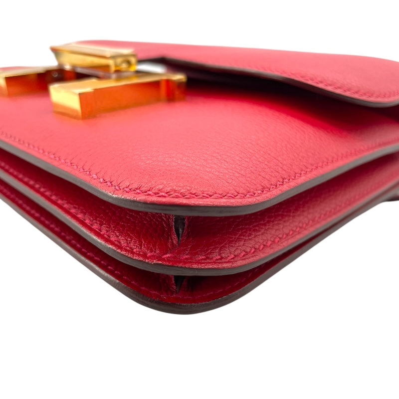 エルメス HERMES コンスタンス3ミニ C刻 ルージュカザック GD金具 エバーカラー レディース ショルダーバッグ