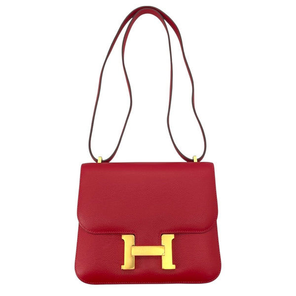 エルメス HERMES コンスタンス3ミニ C刻 ルージュカザック GD金具 エバーカラー レディース ショルダーバッグ