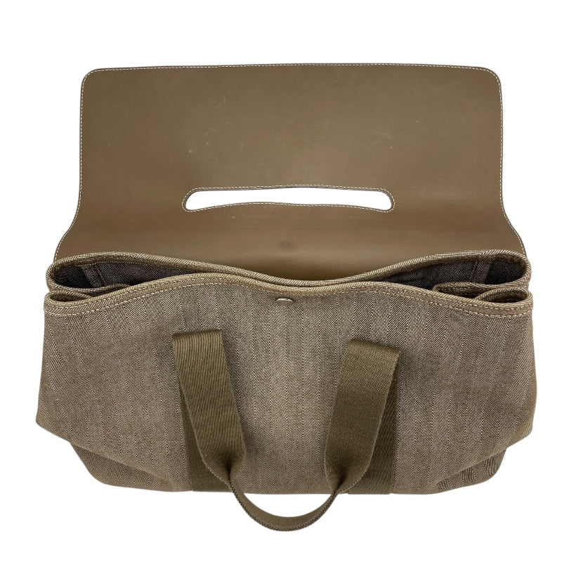 エルメス HERMES ヴァルパラインGM エトゥープ SV金具 トワル/ツェブロン メンズ ハンドバッグ