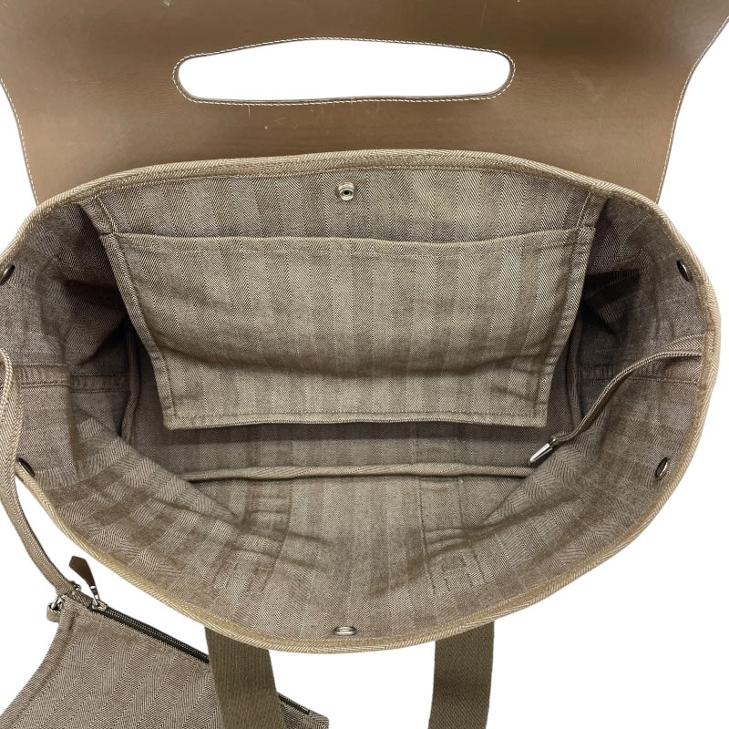 エルメス HERMES ヴァルパラインGM エトゥープ SV金具 トワル/ツェブロン メンズ ハンドバッグ