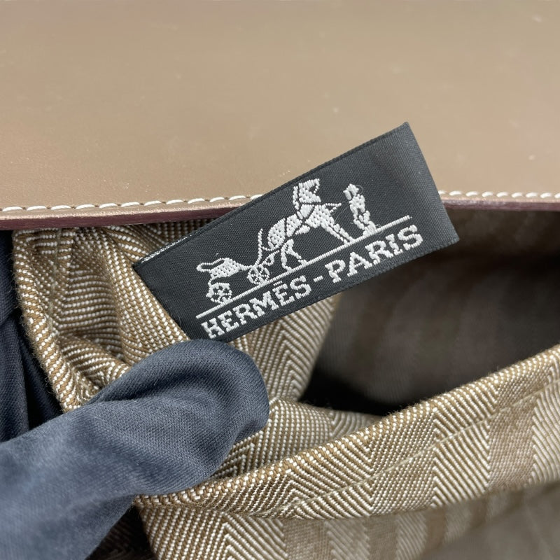 エルメス HERMES ヴァルパラインGM エトゥープ SV金具 トワル/ツェブロン メンズ ハンドバッグ