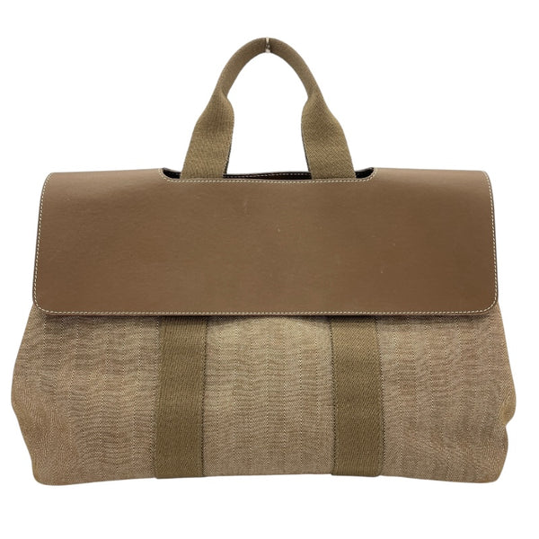 エルメス HERMES ヴァルパラインGM エトゥープ SV金具 トワル/ツェブロン メンズ ハンドバッグ
