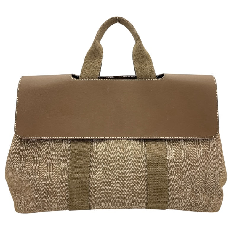 エルメス HERMES ヴァルパラインGM エトゥープ SV金具 トワル/ツェブロン メンズ ハンドバッグ