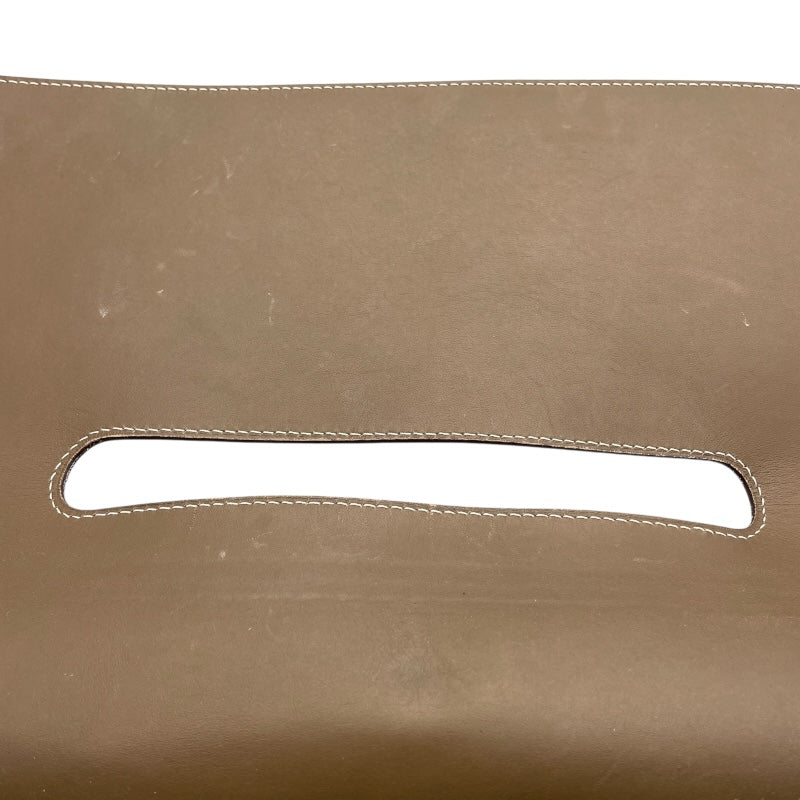 エルメス HERMES ヴァルパラインGM エトゥープ SV金具 トワル/ツェブロン メンズ ハンドバッグ