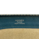 エルメス HERMES ジップコンピューター □Ｑ刻 ブルー SV金具 エバーカラー レディース セカンドバッグ