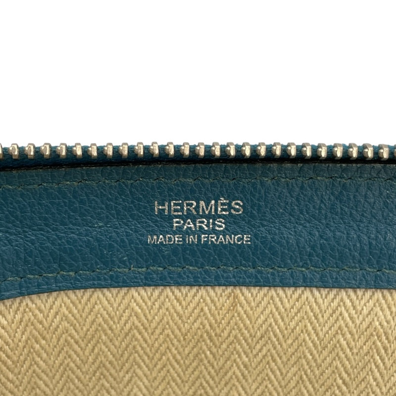 エルメス HERMES ジップコンピューター □Ｑ刻 ブルー SV金具 エバーカラー レディース セカンドバッグ