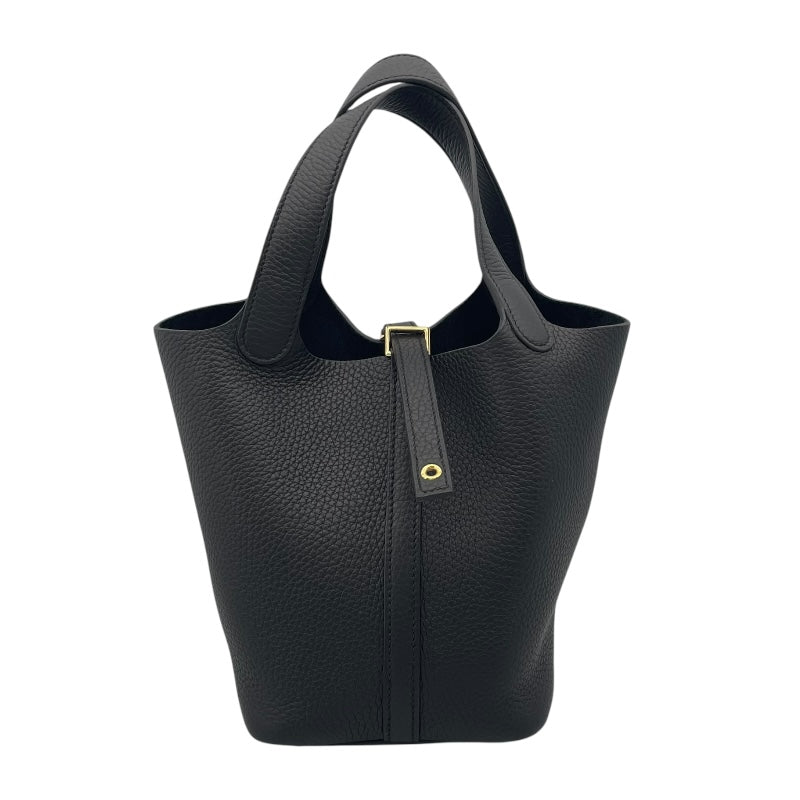 エルメス HERMES ピコタンロックPM W刻印 ブラック GD金具 トリヨン レディース ハンドバッグ