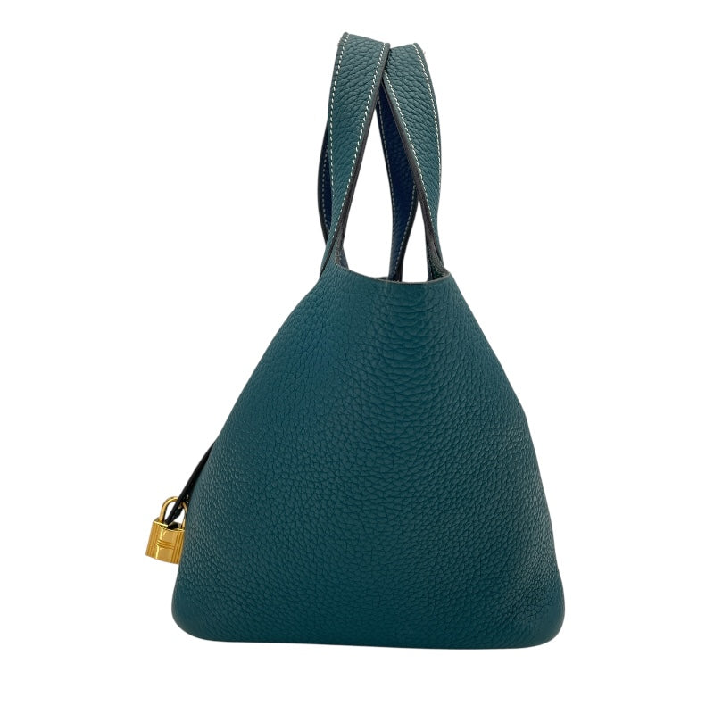 エルメス HERMES ピコタンロック PM カザック Ｄ刻 ヴェールボスフォールｘディープブルー GD金具 トリヨン レディース ハンドバッグ