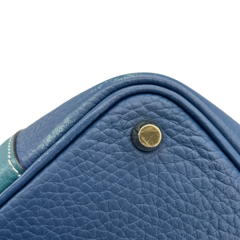 エルメス HERMES ピコタンロック PM カザック Ｄ刻 ヴェールボスフォールｘディープブルー GD金具 トリヨン レディース ハンドバッグ