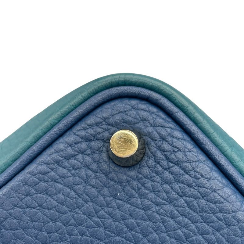 エルメス HERMES ピコタンロック PM カザック Ｄ刻 ヴェールボスフォールｘディープブルー GD金具 トリヨン レディース ハンドバッグ