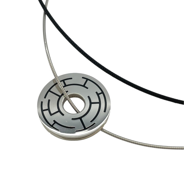 エルメス HERMES サークルプレートネックレス シルバー メタル アクセサリー
