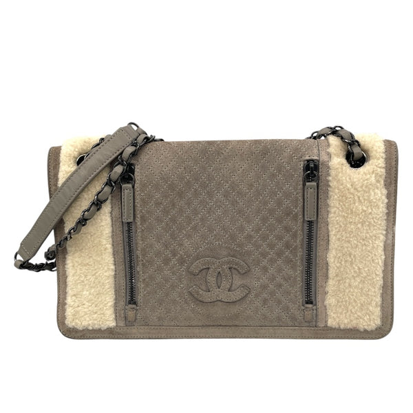 シャネル CHANEL ココマーク チェーンショルダー グレ スエード/ムートン レディース ショルダーバッグ