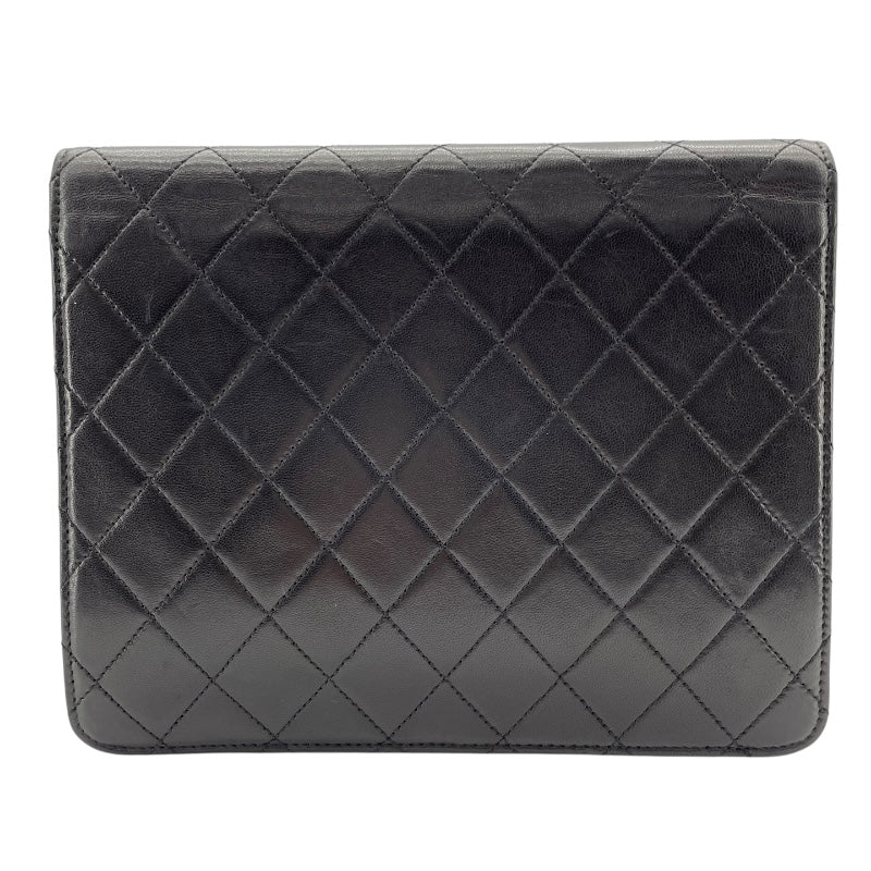 [鑑定済] CHANEL シャネル カーフ プッシュロック チェーンショルダー マトラッセ プッシュロックチェーンショルダー ブラック
