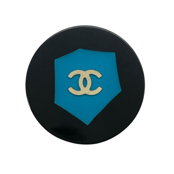 シャネル CHANEL ココマークピンブローチ ブラックxブルー GD