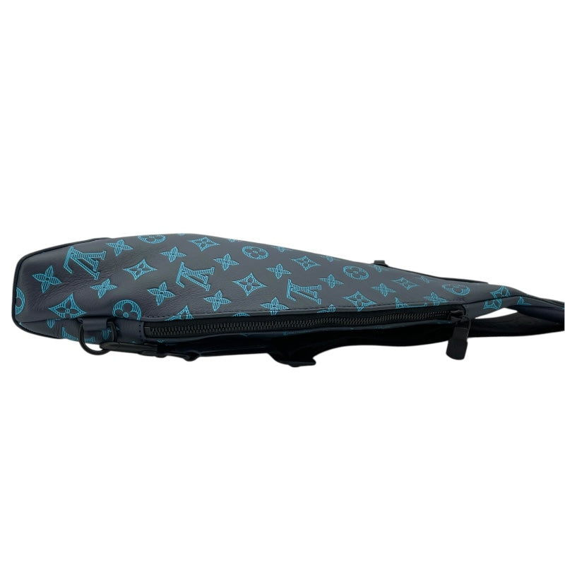 ルイ・ヴィトン LOUIS VUITTON デュオ・スリングバッグ M46562 ブルー モノグラム・シャドウ メンズ ショルダーバッグ