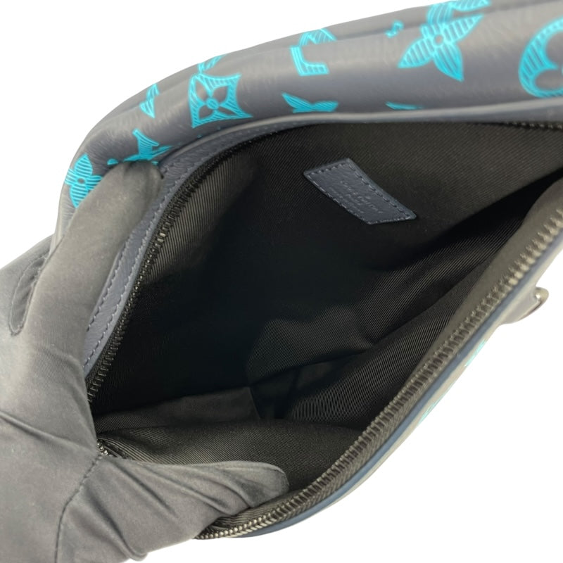 ルイ・ヴィトン LOUIS VUITTON デュオ・スリングバッグ M46562 ブルー モノグラム・シャドウ メンズ ショルダーバッグ