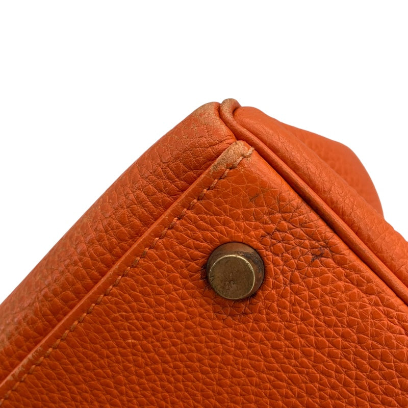 エルメス HERMES ケリー32　内縫い □E刻 オレンジ ゴールド金具 トゴ レディース ショルダーバッグ