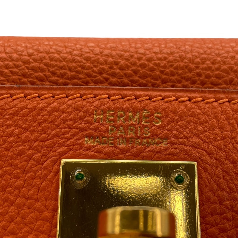 エルメス HERMES ケリー32　内縫い □E刻 オレンジ ゴールド金具 トゴ レディース ショルダーバッグ