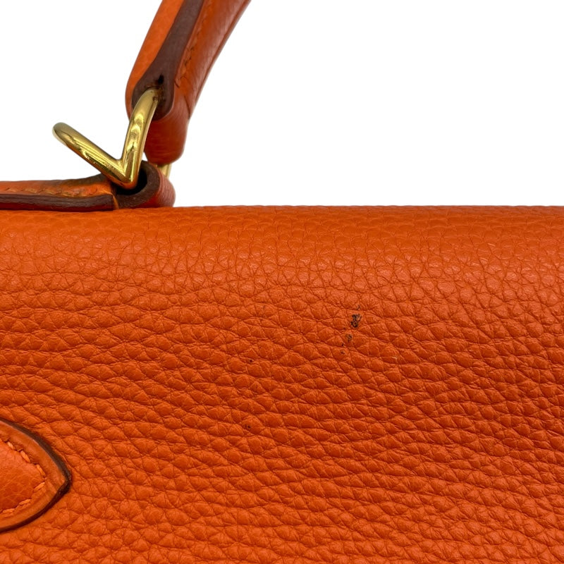 エルメス HERMES ケリー32　内縫い □E刻 オレンジ ゴールド金具 トゴ レディース ショルダーバッグ