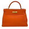 エルメス HERMES ケリー32　内縫い □E刻 オレンジ ゴールド金具 トゴ レディース ショルダーバッグ