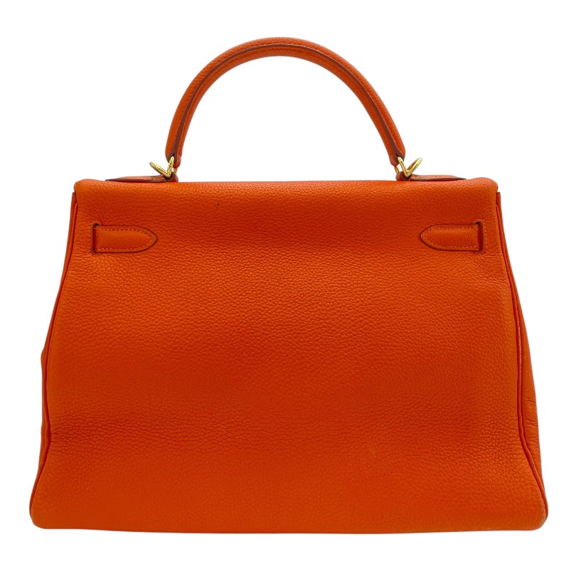 エルメス HERMES ケリー32　内縫い □E刻 オレンジ ゴールド金具 トゴ レディース ショルダーバッグ