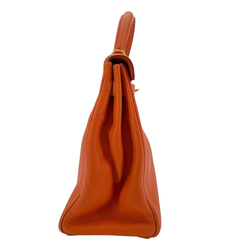 エルメス HERMES ケリー32　内縫い □E刻 オレンジ ゴールド金具 トゴ レディース ショルダーバッグ