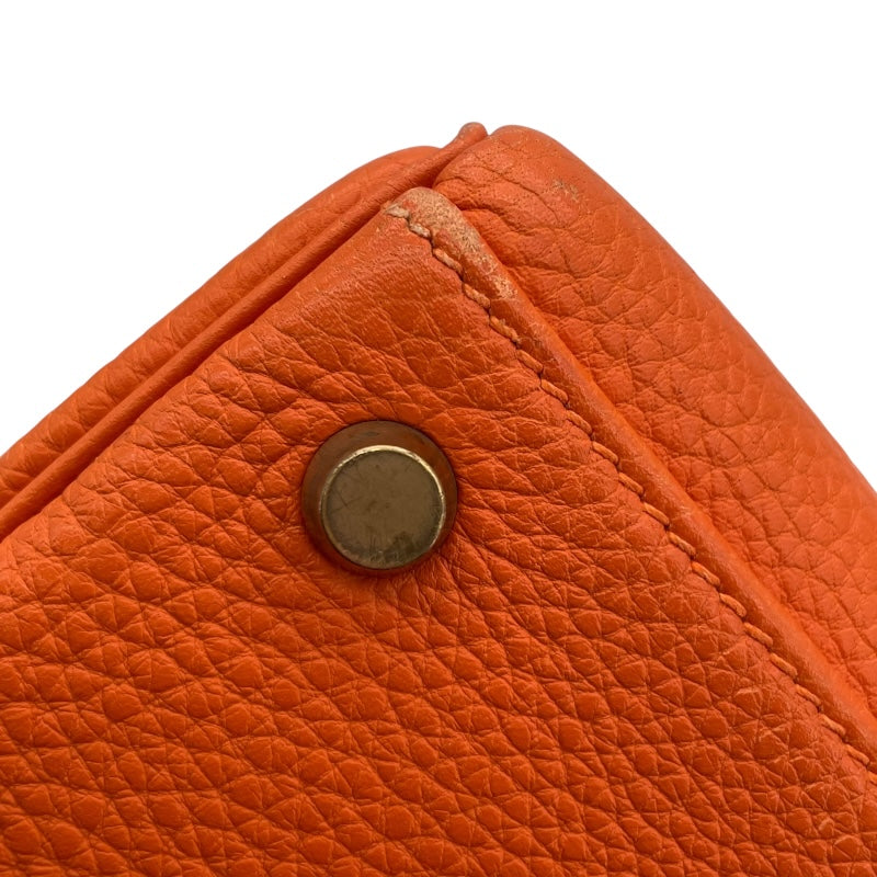 エルメス HERMES ケリー32　内縫い □E刻 オレンジ ゴールド金具 トゴ レディース ショルダーバッグ