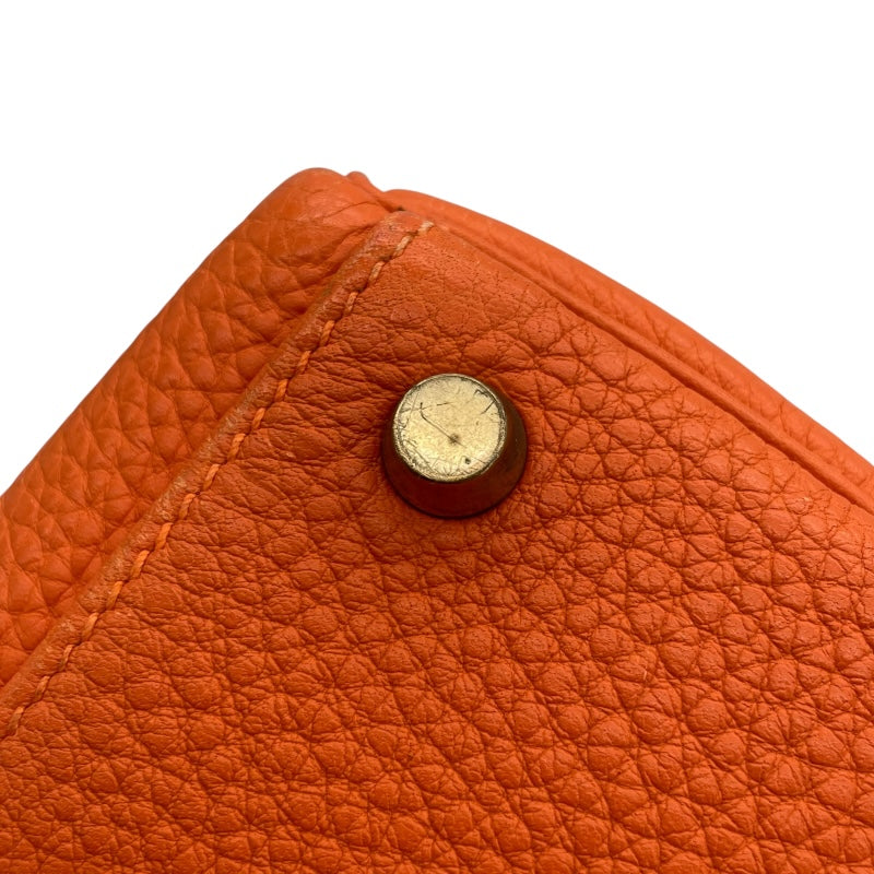 エルメス HERMES ケリー32　内縫い □E刻 オレンジ ゴールド金具 トゴ レディース ショルダーバッグ