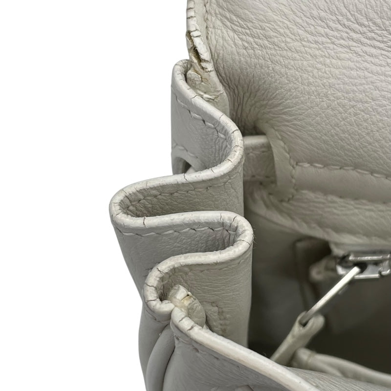 エルメス HERMES ケリー25　内縫い □K刻 ホワイト スイフト レディース ショルダーバッグ