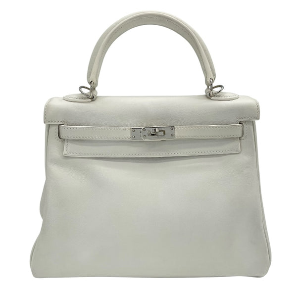 エルメス HERMES ケリー25　内縫い □K刻 ホワイト スイフト レディース ショルダーバッグ