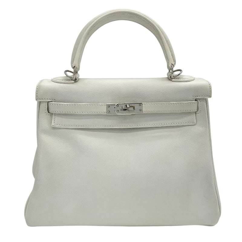 エルメス HERMES ケリー25　内縫い □K刻 ホワイト スイフト レディース ショルダーバッグ