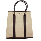 エルメス HERMES ガーデンファイルMM □H刻 マロン シルバー金具 トワル/レザー ユニセックス ハンドバッグ