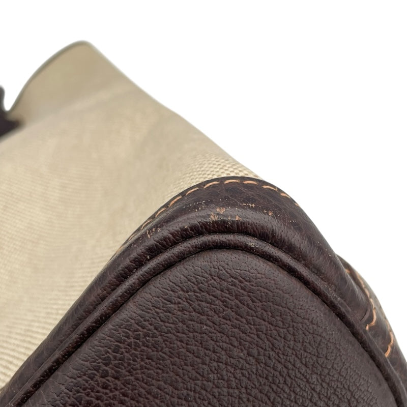 エルメス HERMES ガーデンファイルMM □H刻 マロン シルバー金具 トワル/レザー ユニセックス ハンドバッグ