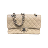 シャネル CHANEL マトラッセ25 ベージュ　シルバー金具 キャビアスキン レディース ショルダーバッグ