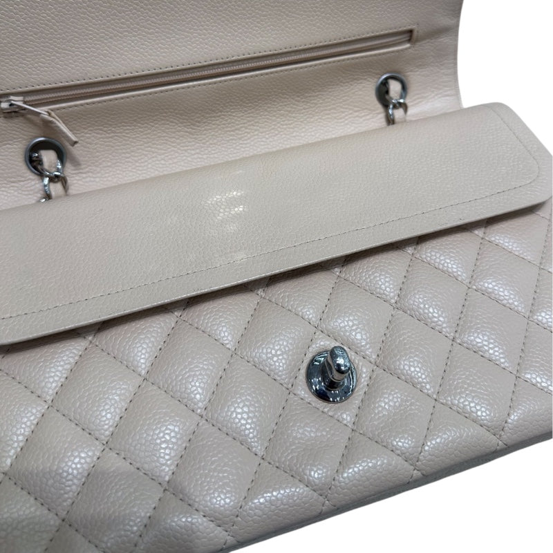 シャネル CHANEL マトラッセ25 ベージュ　シルバー金具 キャビアスキン レディース ショルダーバッグ